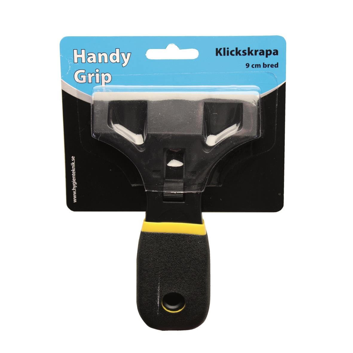Klickskrapa Handy Grip 9 cm bred med svart och gul handtag