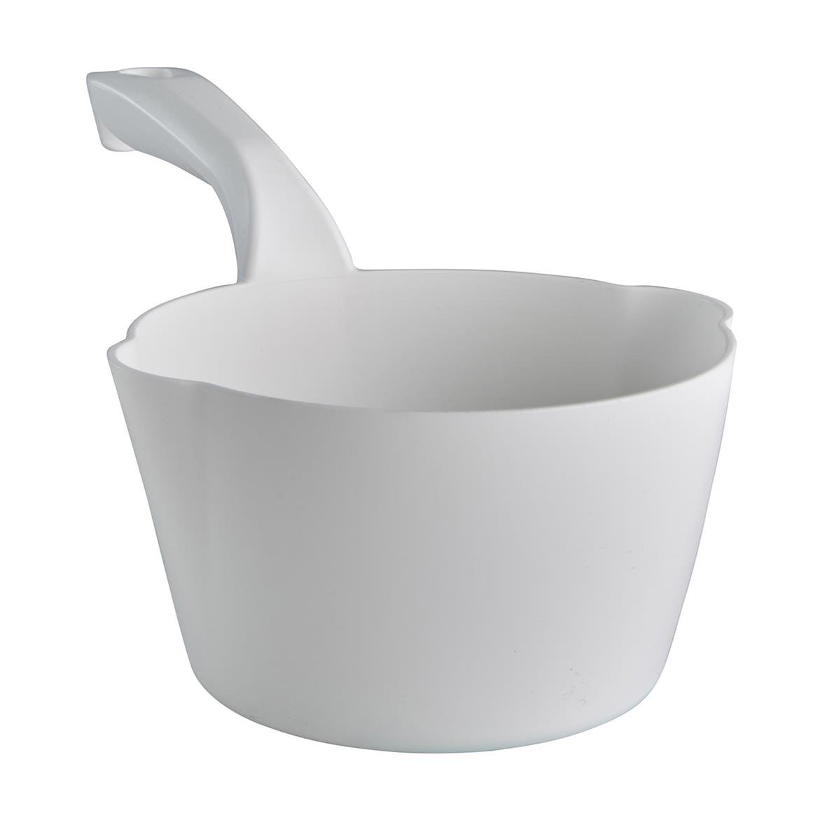 Vit rund Vikan skopa med handtag, 1 liter kapacitet