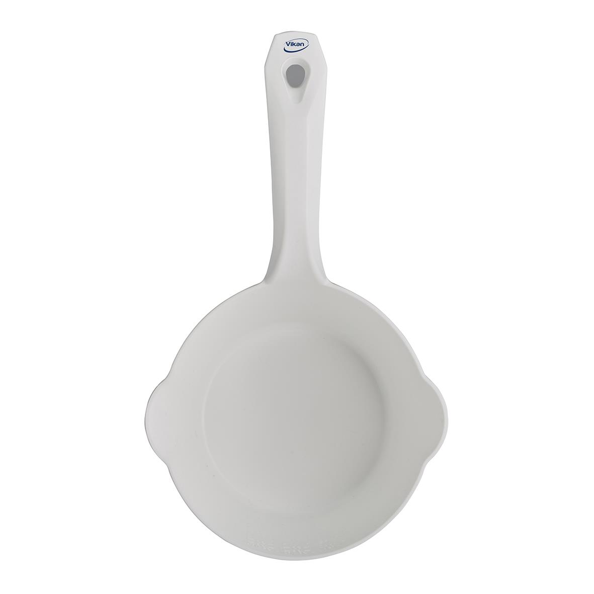Vit rund skopa Vikan 1L med långt handtag