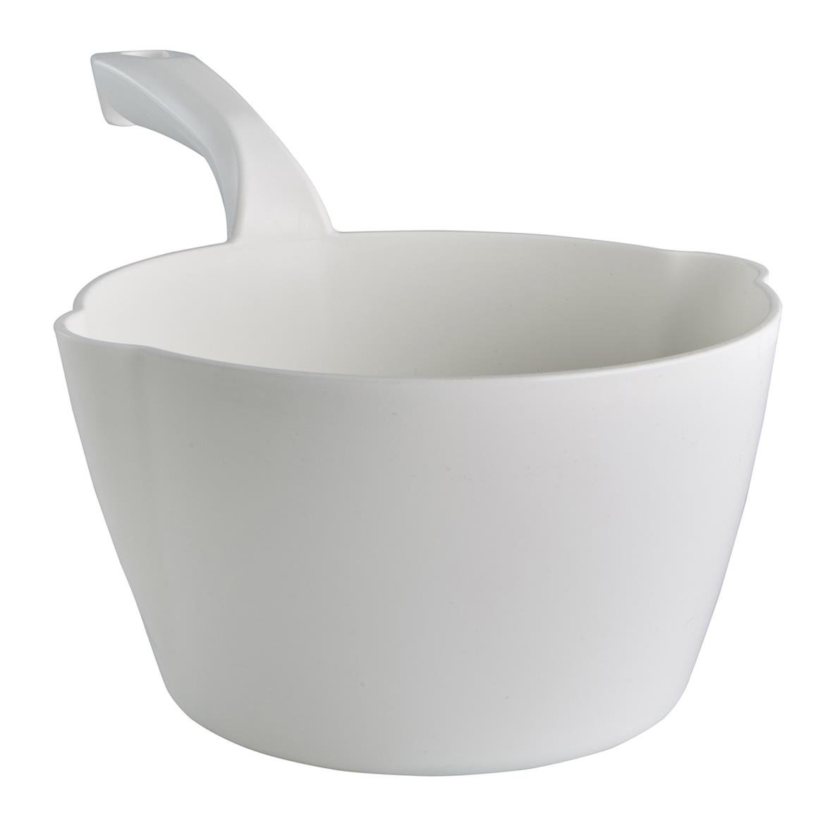 Vit rund skopa Vikan med 2L kapacitet och handtag