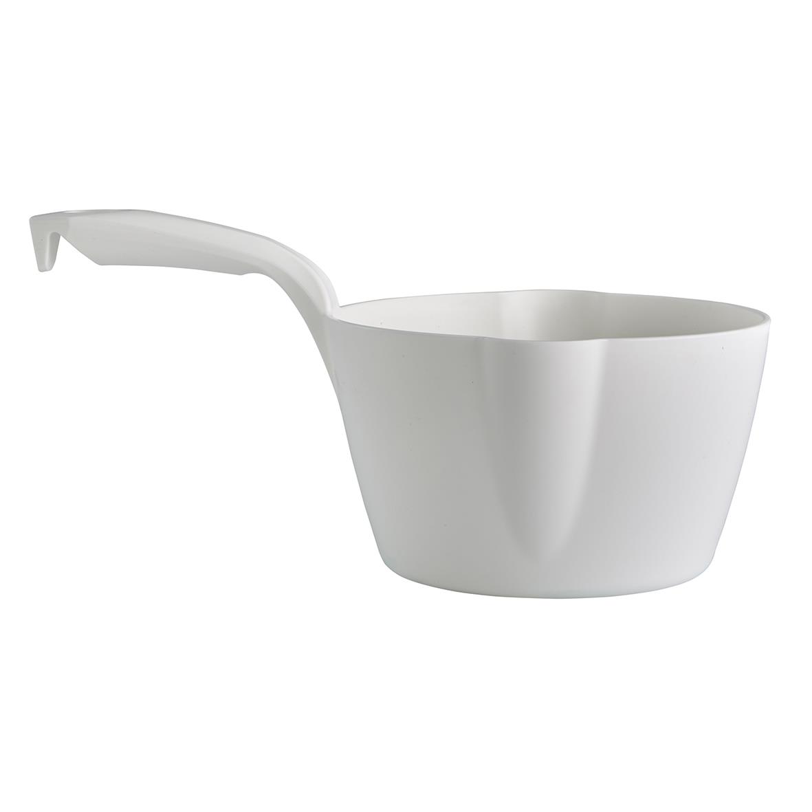 Vit rund skopa Vikan 2L med lång handtag