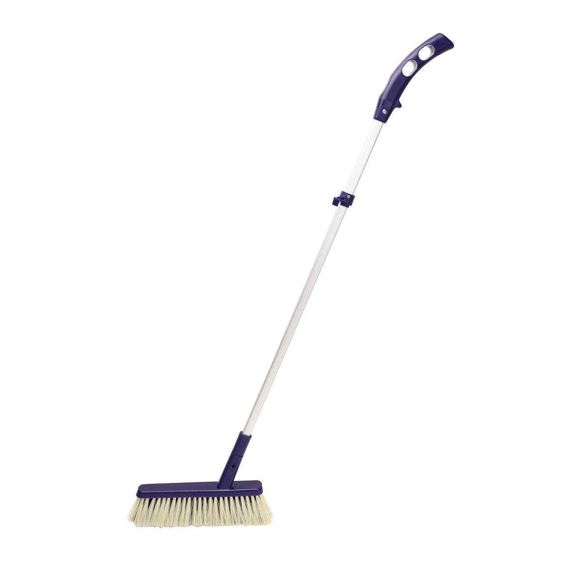 Blå sopborste Max Klick med 790 mm skaft och mjuka borst för städning