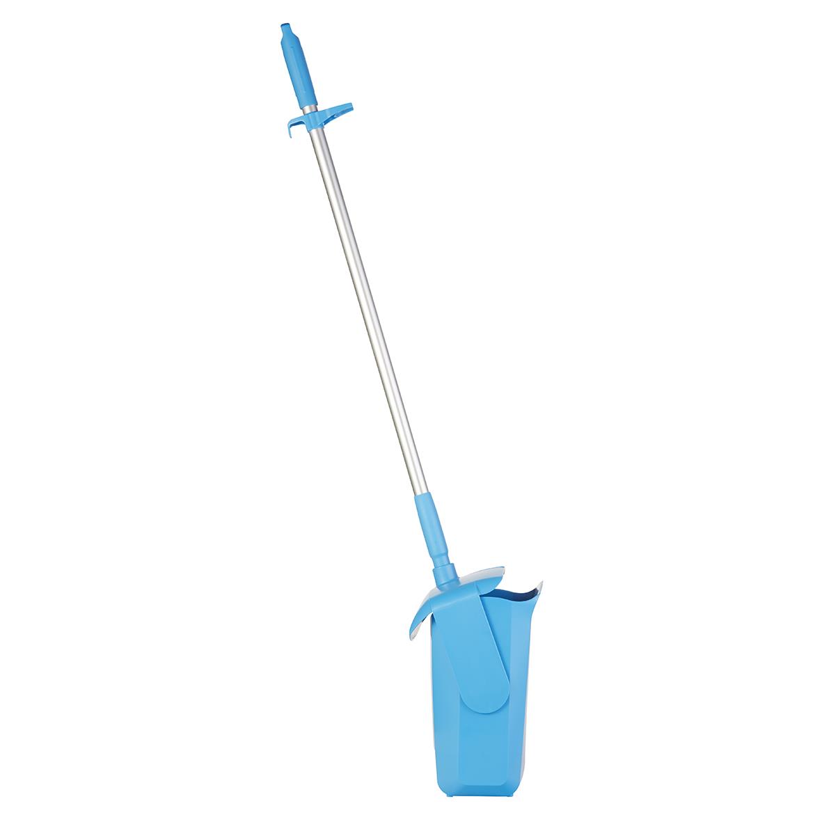 Blå sopset med förslutningsbar skyffel och skaft, längd 350mm