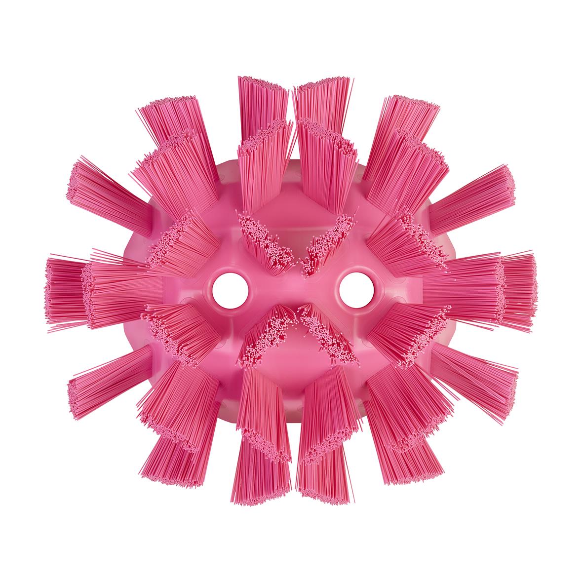 Rosa hård tankborste från Vikan UST med 12 borsthuvuden på en rund platta