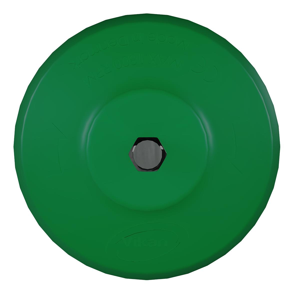Grön rundborste Vikan HyDrive med diameter 90 mm sett ovanifrån