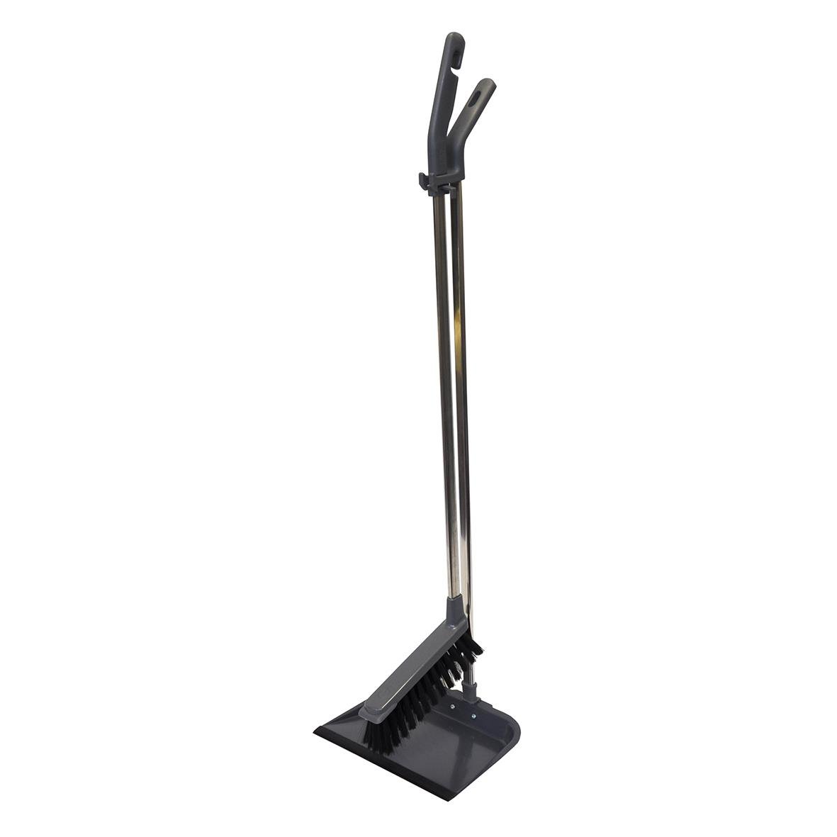 Halvlångt sopset i plåt med krok och grå färg