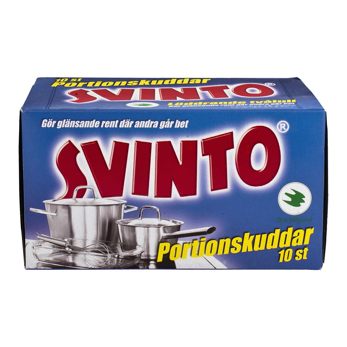 Svinto tvålull i förpackning med texten Portionskuddar och 10 stycken