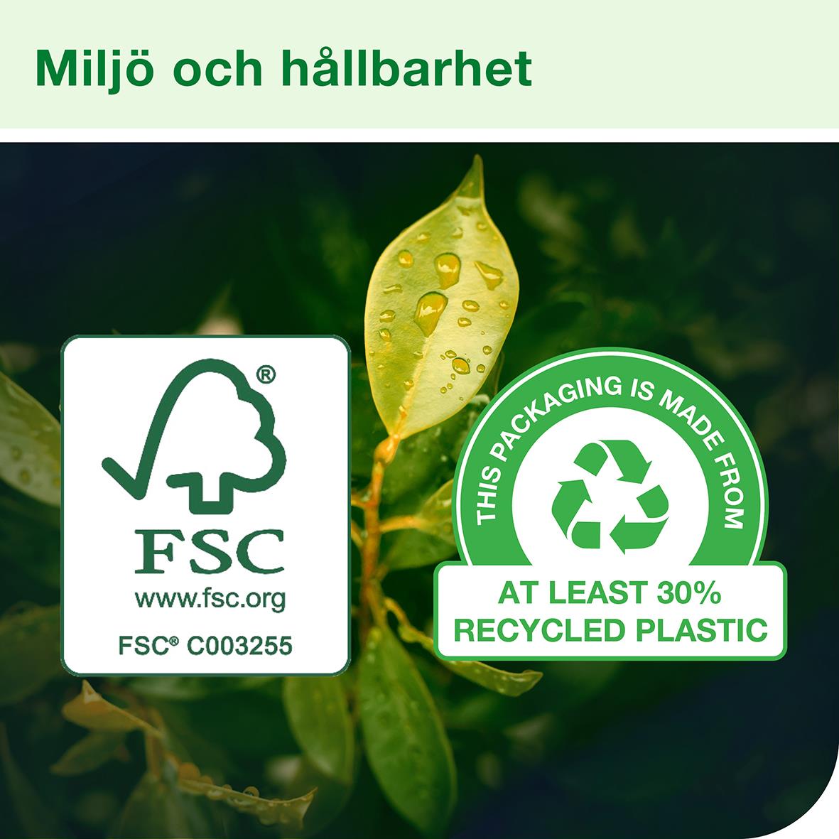Miljövänlig rengöringsduk i blå färg, 30x38,5cm, tillverkad av minst 30% återvunnen plast, FSC-märkt