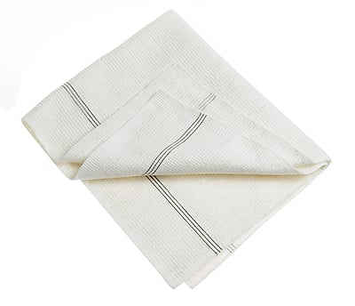 Vit skurduk av nonwoven material med svarta och grå ränder, mått 50x60cm