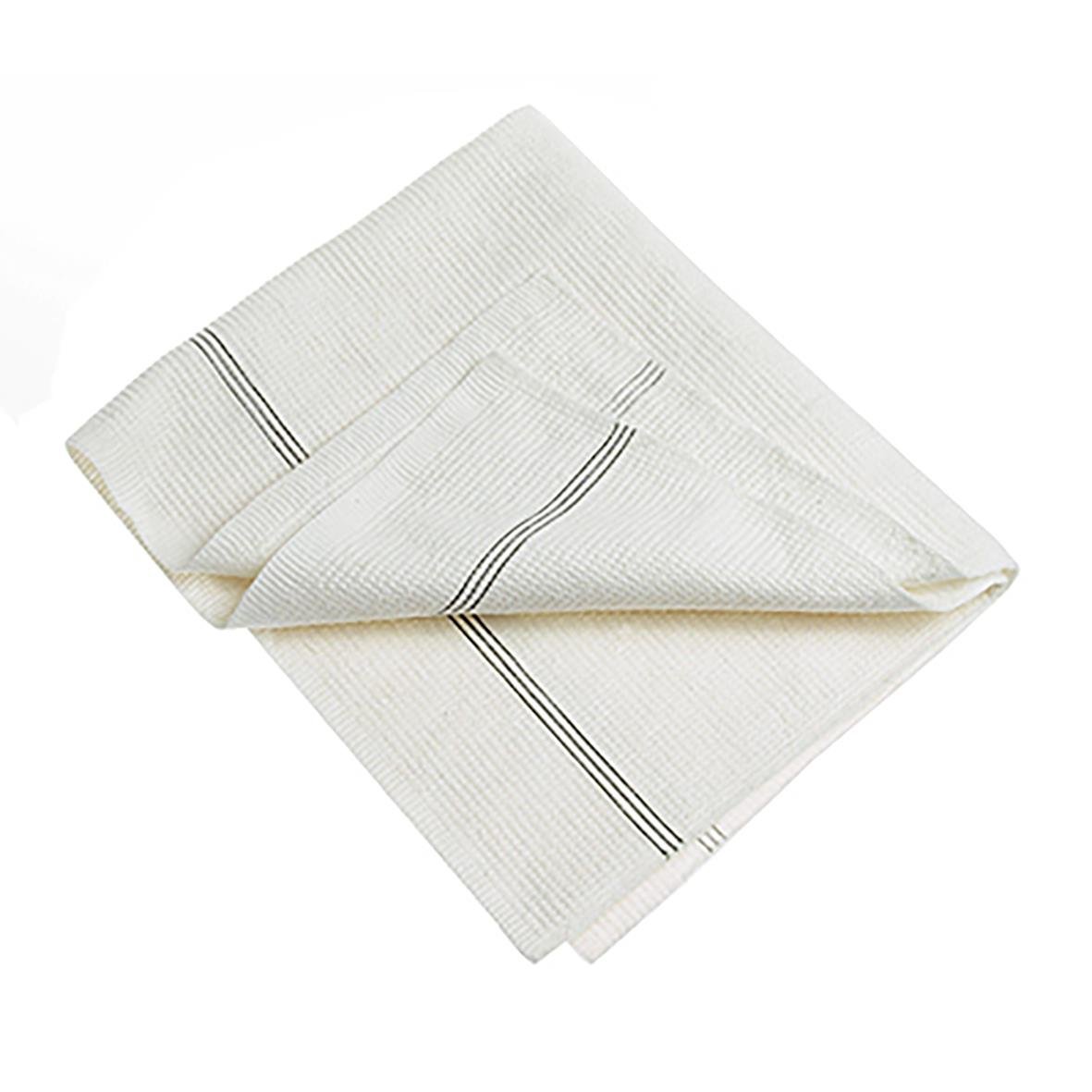 Vit skurduk av nonwoven material med svarta och grå ränder, mått 50x60cm