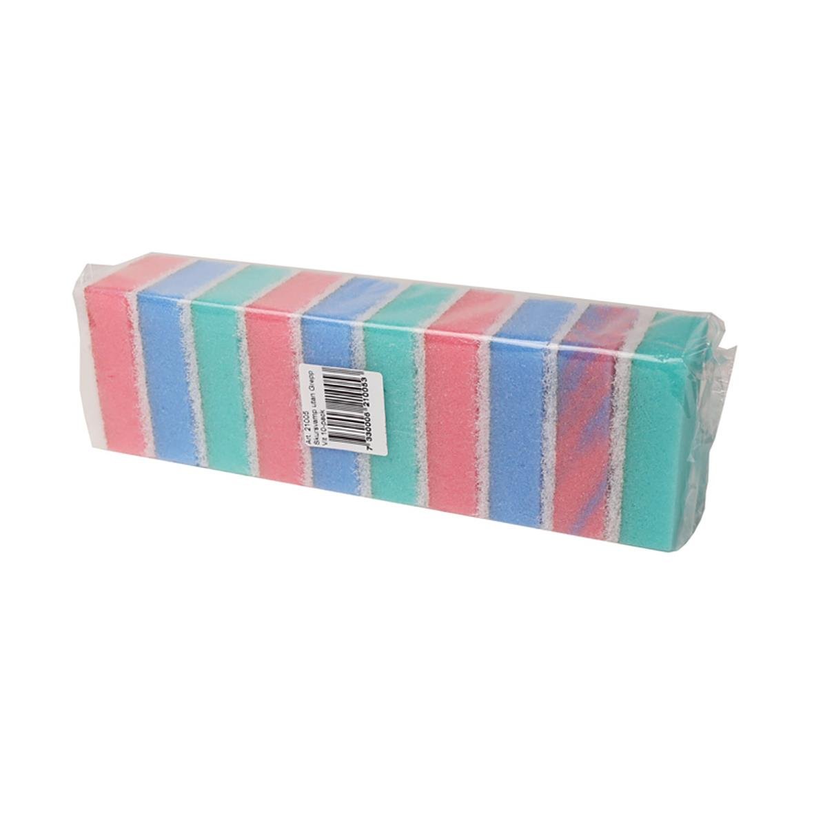 Färgglada rengöringssvampar i plastförpackning, 5,5x8,5cm