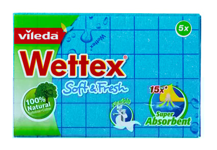 Blå svampduk Wettex Soft & Fresh 25x36cm för rengöring, 5-pack