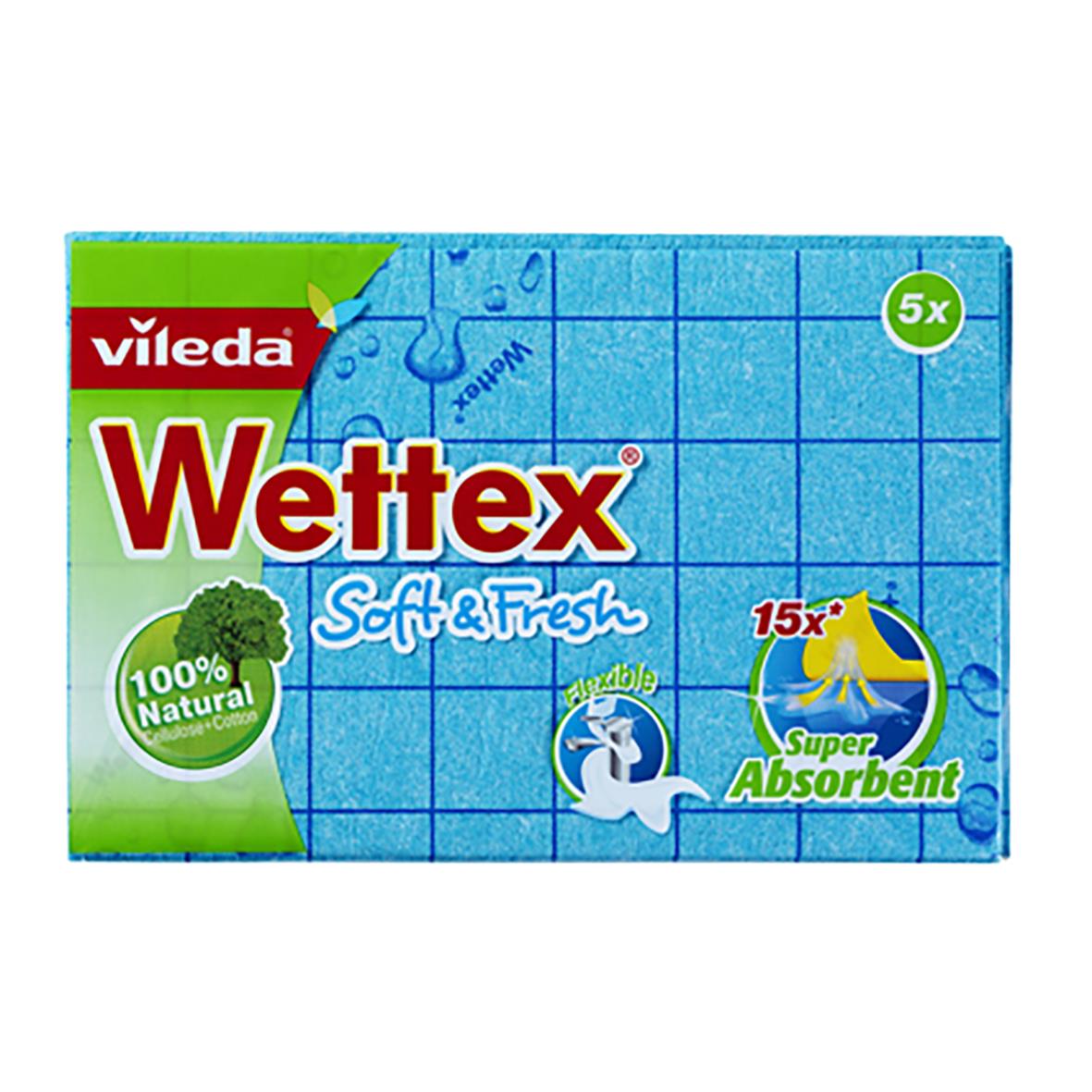 Blå svampduk Wettex Soft & Fresh 25x36cm för rengöring, 5-pack