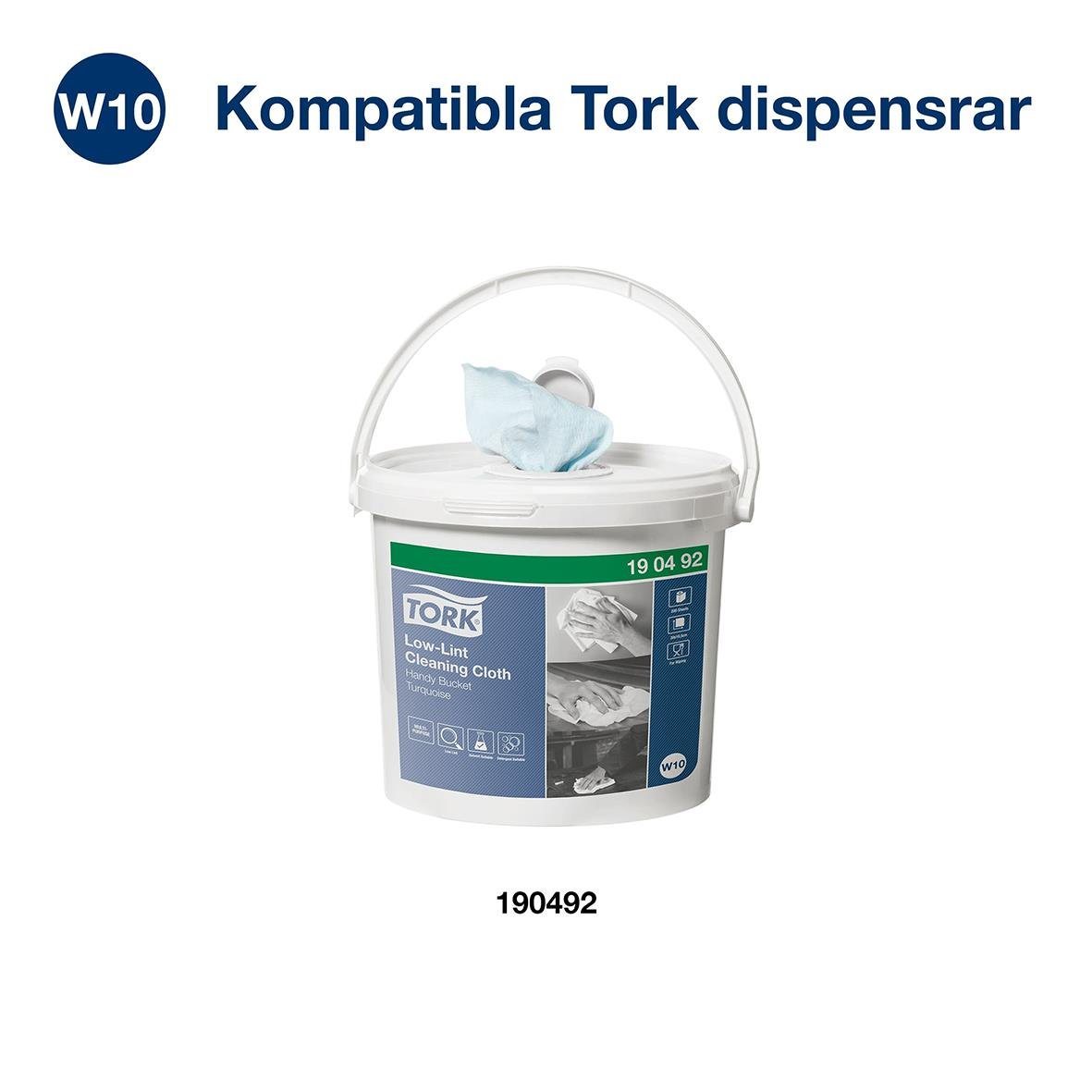 Rengöringsduk Tork W10 Precision Turkos 16,5cm x 60m i hink