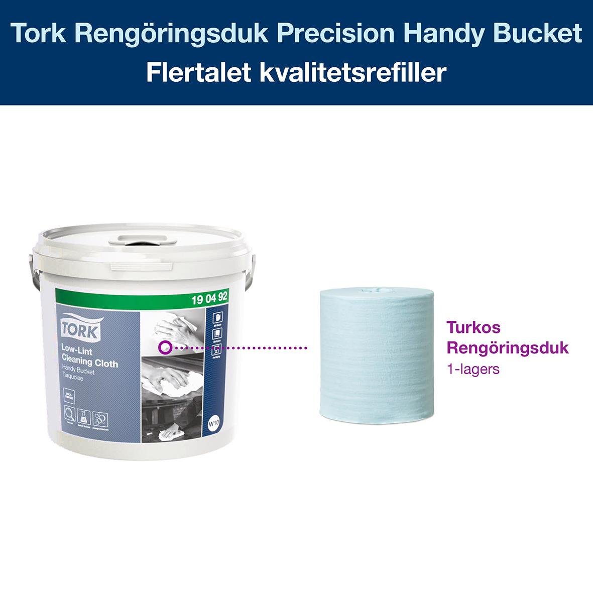 Turkos rengöringsduk Tork W10 Precision Hink 16,5cm x 60m