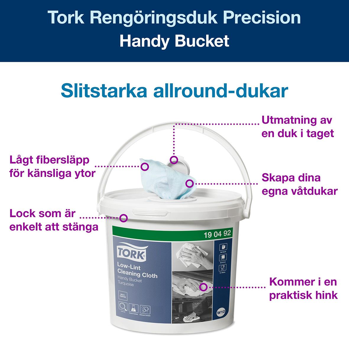 Rengöringsduk Tork W10 Precision Hink Turkos 16,5cm x 60m 53070203_3