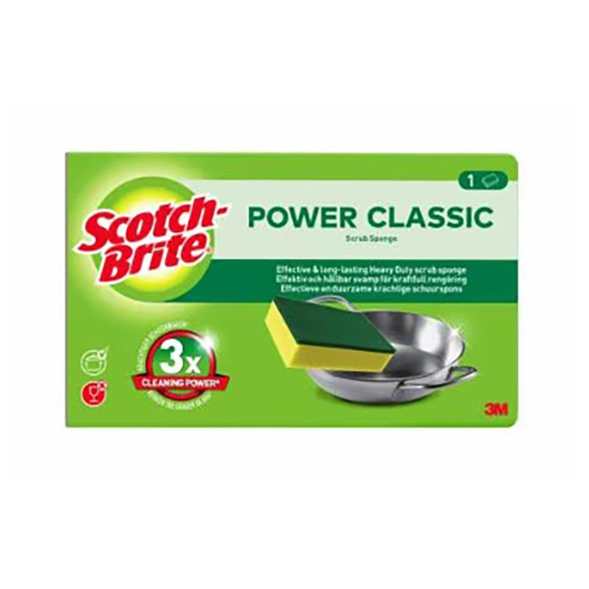 Grön Scotch-Brite rengöringssvamp 7x12cm för effektiv rengöring och fettborttagning
