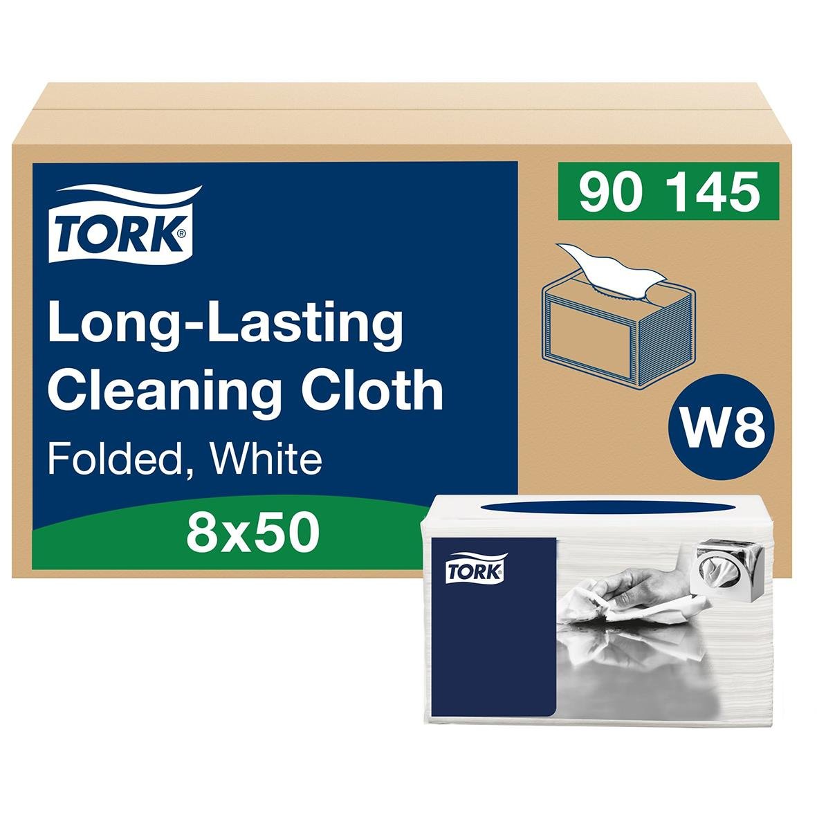 Rengöringsduk Tork W8, vit, 30x38,5cm, slitstark, för långvarig användning