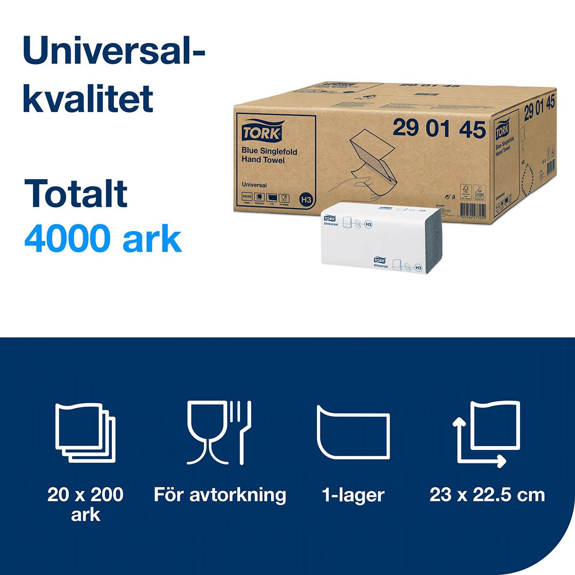 Rengöringsduk Tork W8 slitstark vit 30x38,5cm för allmänt bruk, 20 x 200 ark, för avtorkning, 1-lager