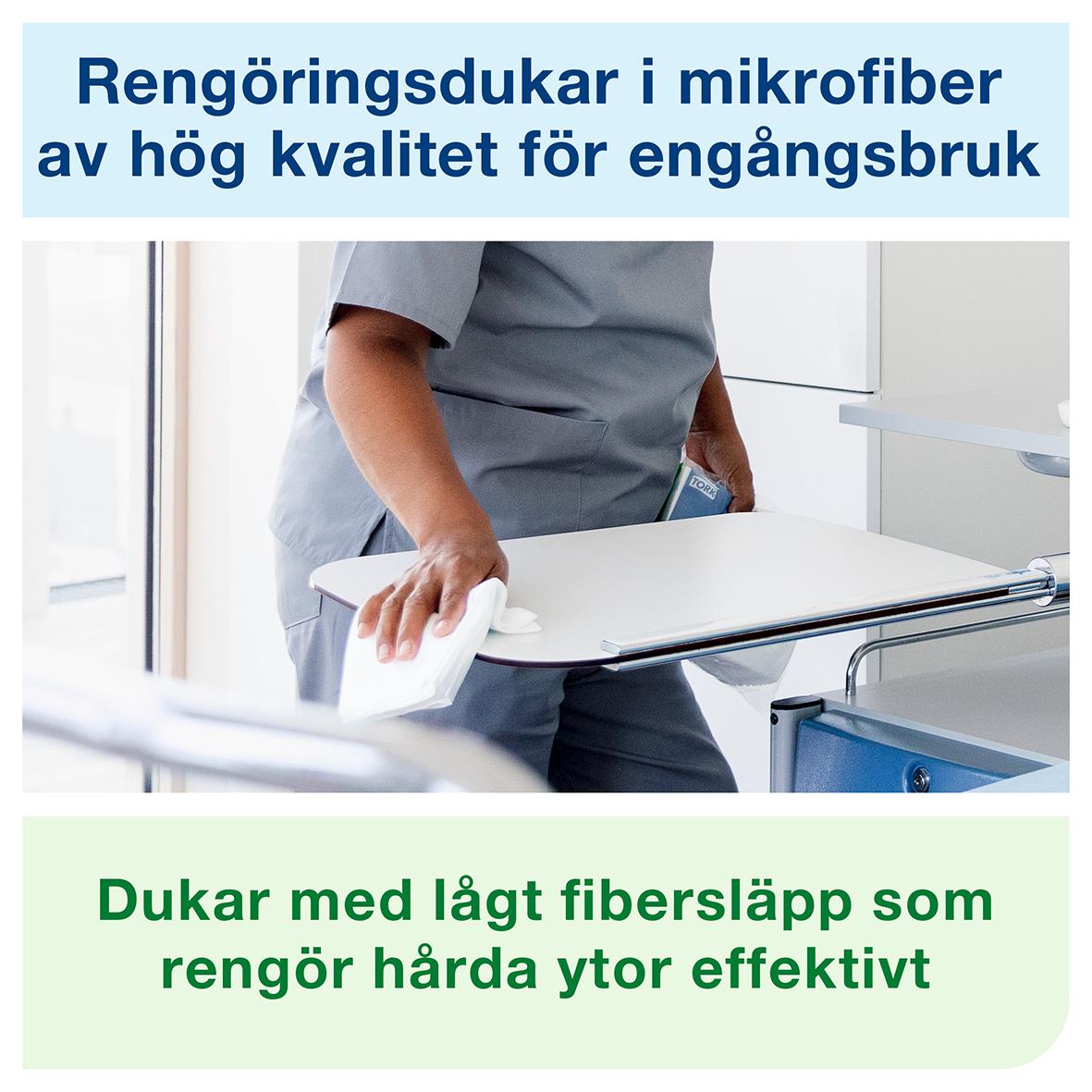 Vit engångsmikrofiberduk för rengöring av hårda ytor, 29,5x34cm