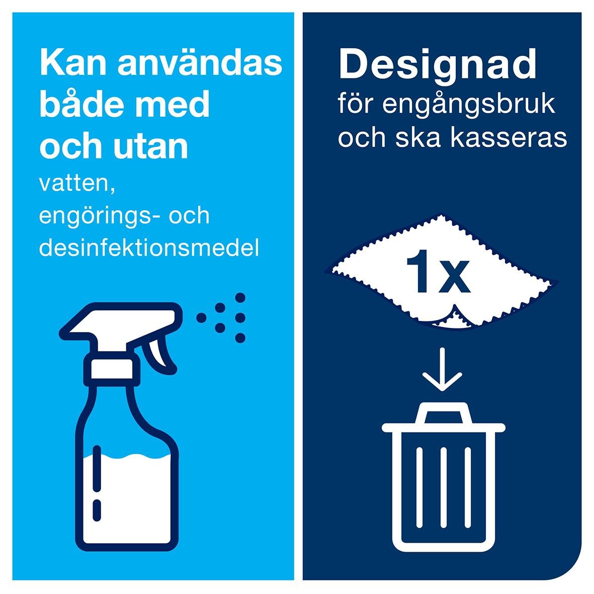 Vit mikrofiberduk för engångsbruk 29,5x34cm, kan användas med vatten och desinfektionsmedel, ska kasseras efter användning