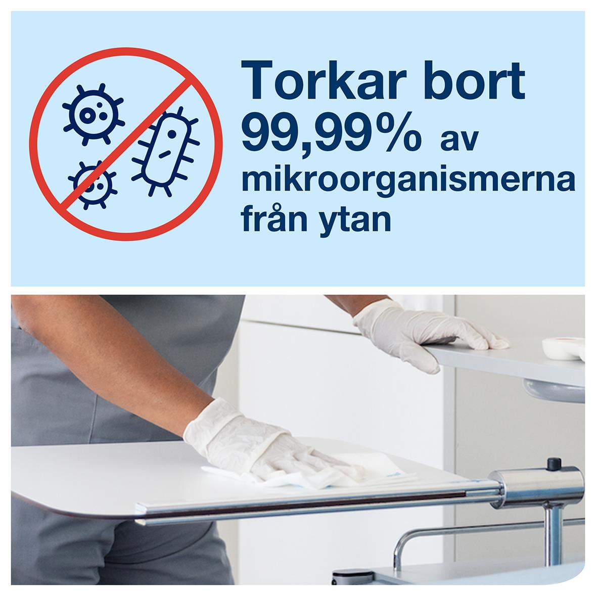 Vit mikrofiberduk för engångstorkning 29,5x34cm, tar bort 99,99% av mikroorganismer från ytan