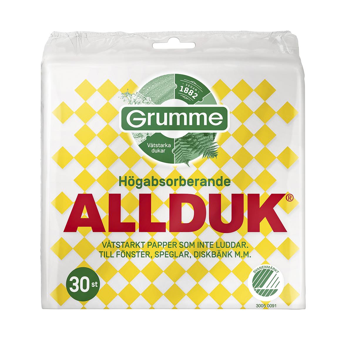 Vit allrengöringsduk från Grumme, 20x20cm, 30-pack, högabsorberande och lämplig för fönster, speglar och diskbänkar