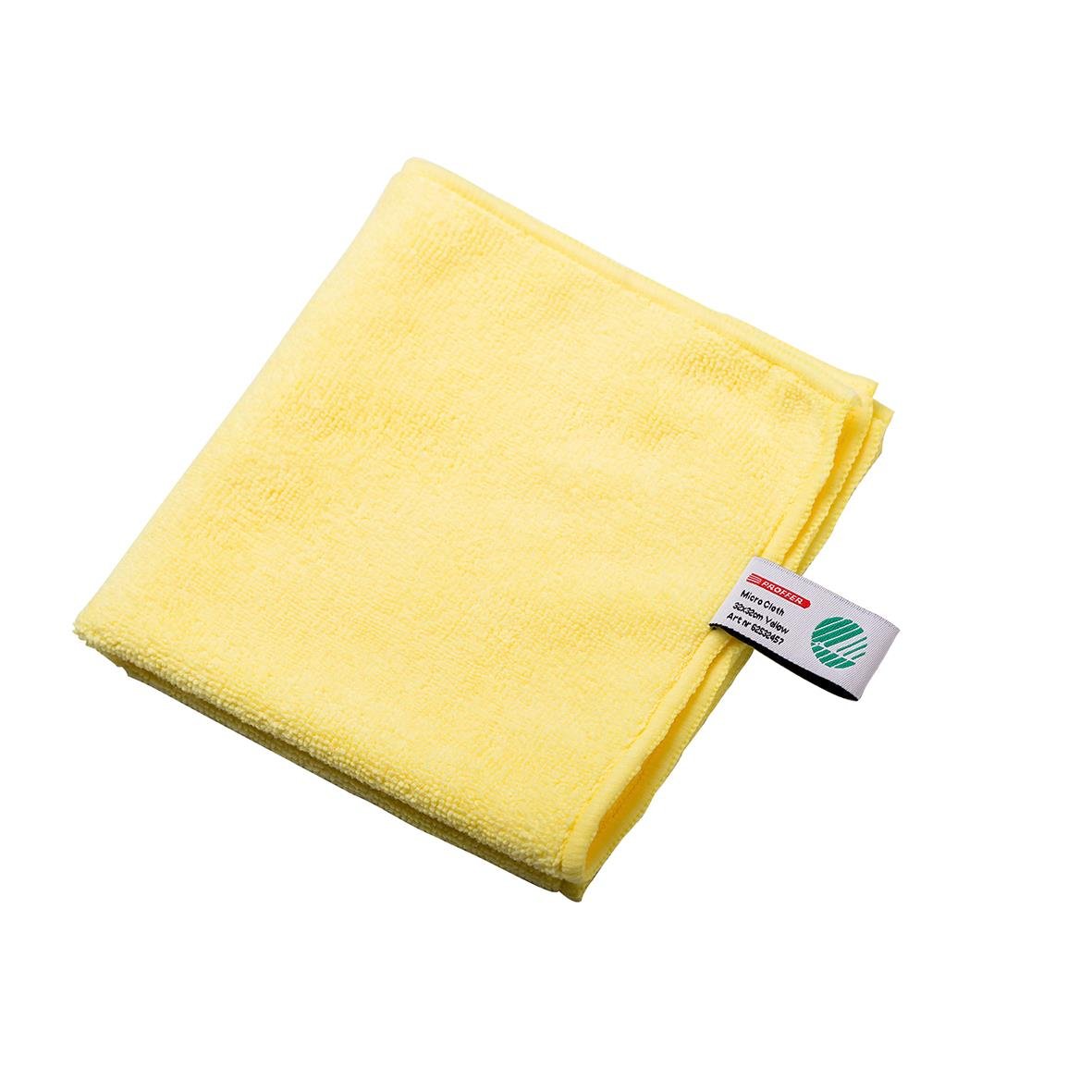 Gul mikrofiberduk Nordex Proffer 32x32cm, vikbar och mjuk för rengöring