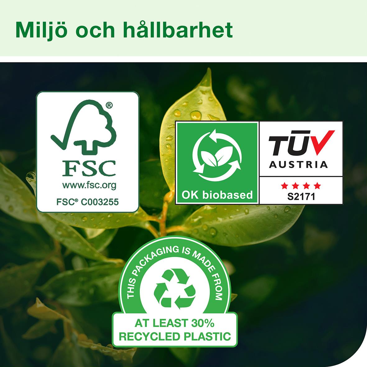 " Tork W4 Kraftig 99% biobaserad, vit, 36x42cm, miljövänlig och hållbar med FSC och OK biobased märkning"