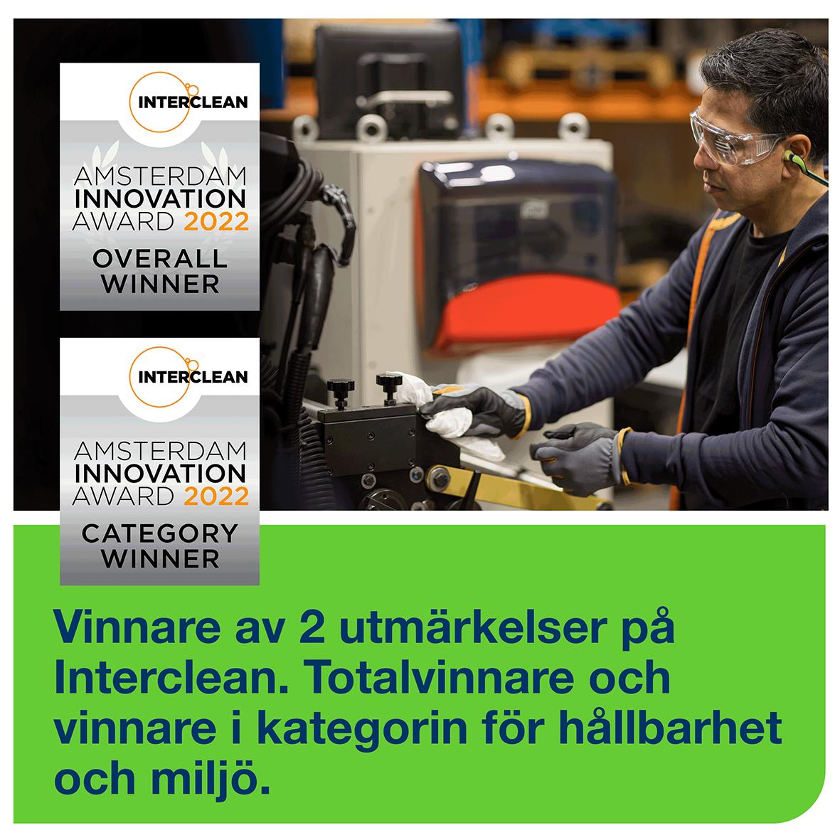 Rengöringsduk Tork W4 Kraftig 99% Biobas Vit 36x42cm med Interclean prisbelöningar för innovation och hållbarhet