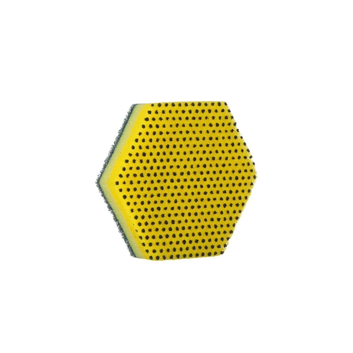 Rengöringssvamp Scotch-Brite Hexagon grön/gul med hexagonform och perforerad yta