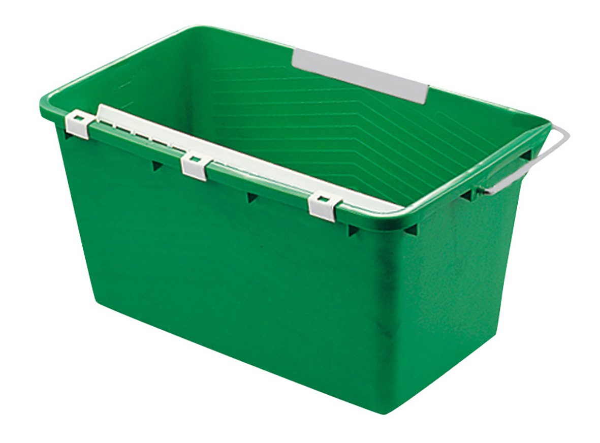 Grön plastlåda med handtag och lock för fönsterputsning, 18L