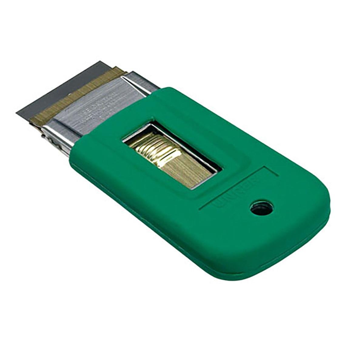 Klickskrapa Unger Ergotec Click 40mm med grön plastkåpa och metallblad