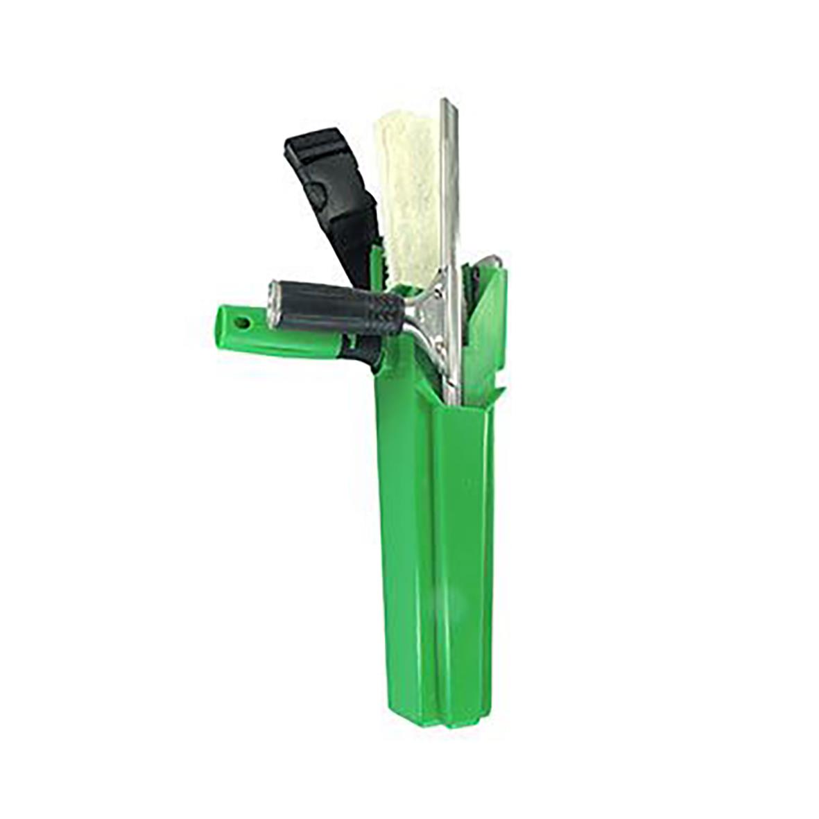 Unger Bucket på bälte för fönsterputs med grönt hölster och rengöringsverktyg