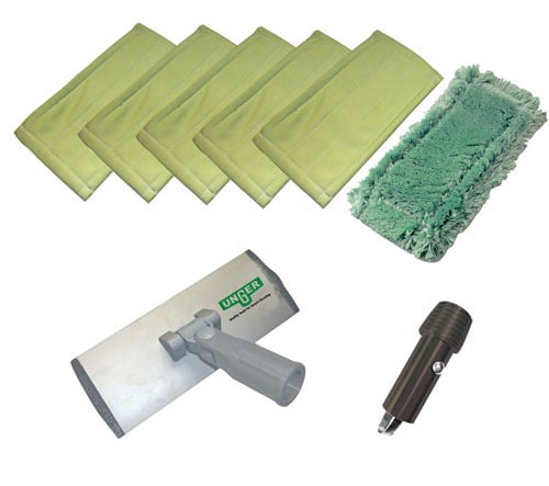 Unger startset för fönsterputs med trasor, skrapa och tillbehör