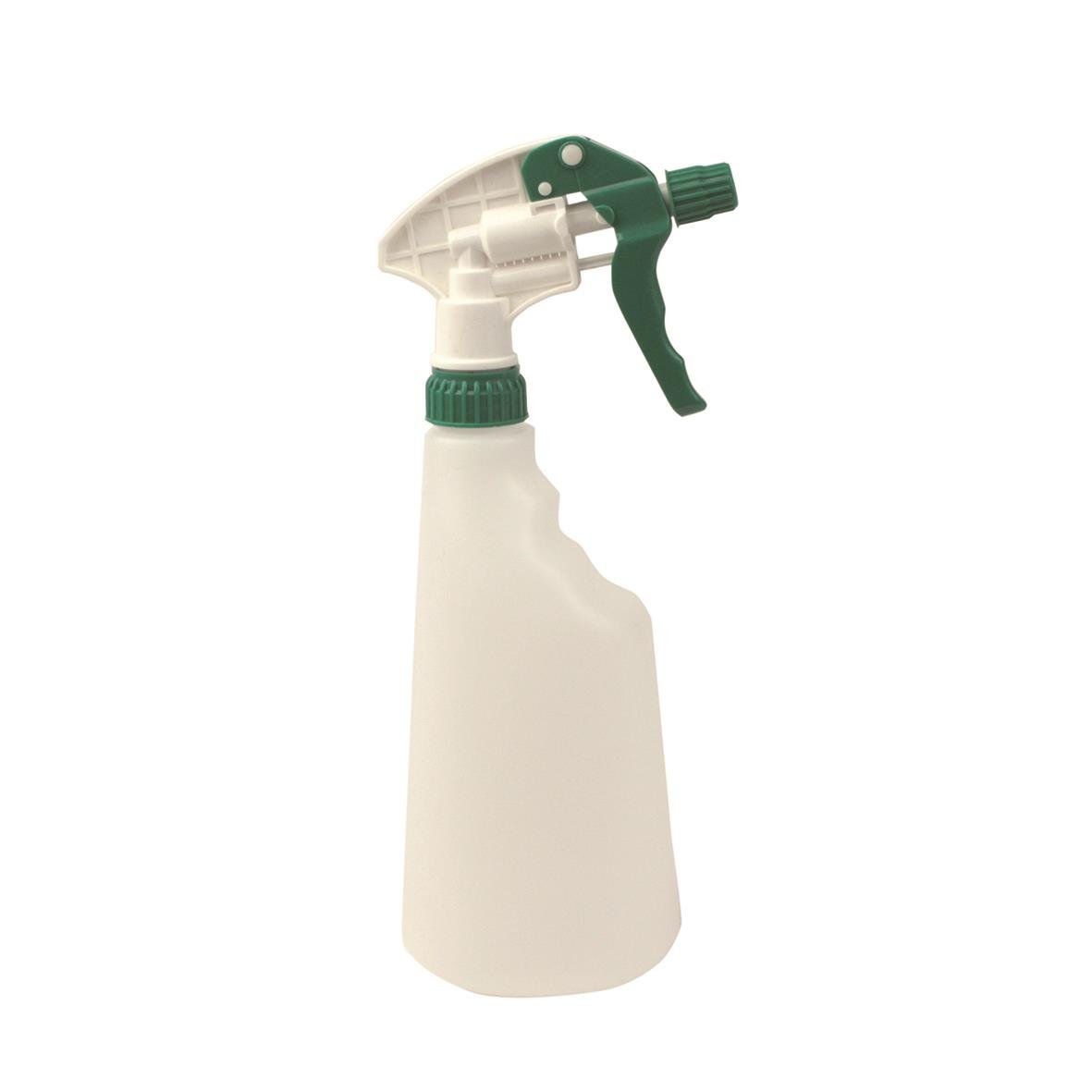 Grön och vit sprayflaska med 600 ml kapacitet, sprutmunstycke och justerbar sprayfunktion