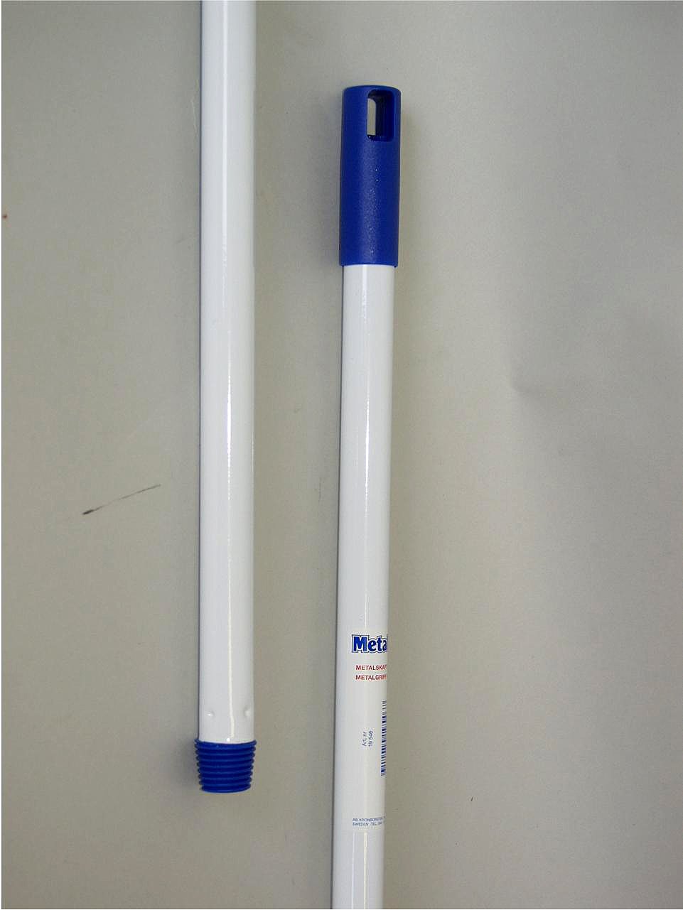 Skaft Nordex aluminium gängat 140cm med blå handtag och skruvände spets