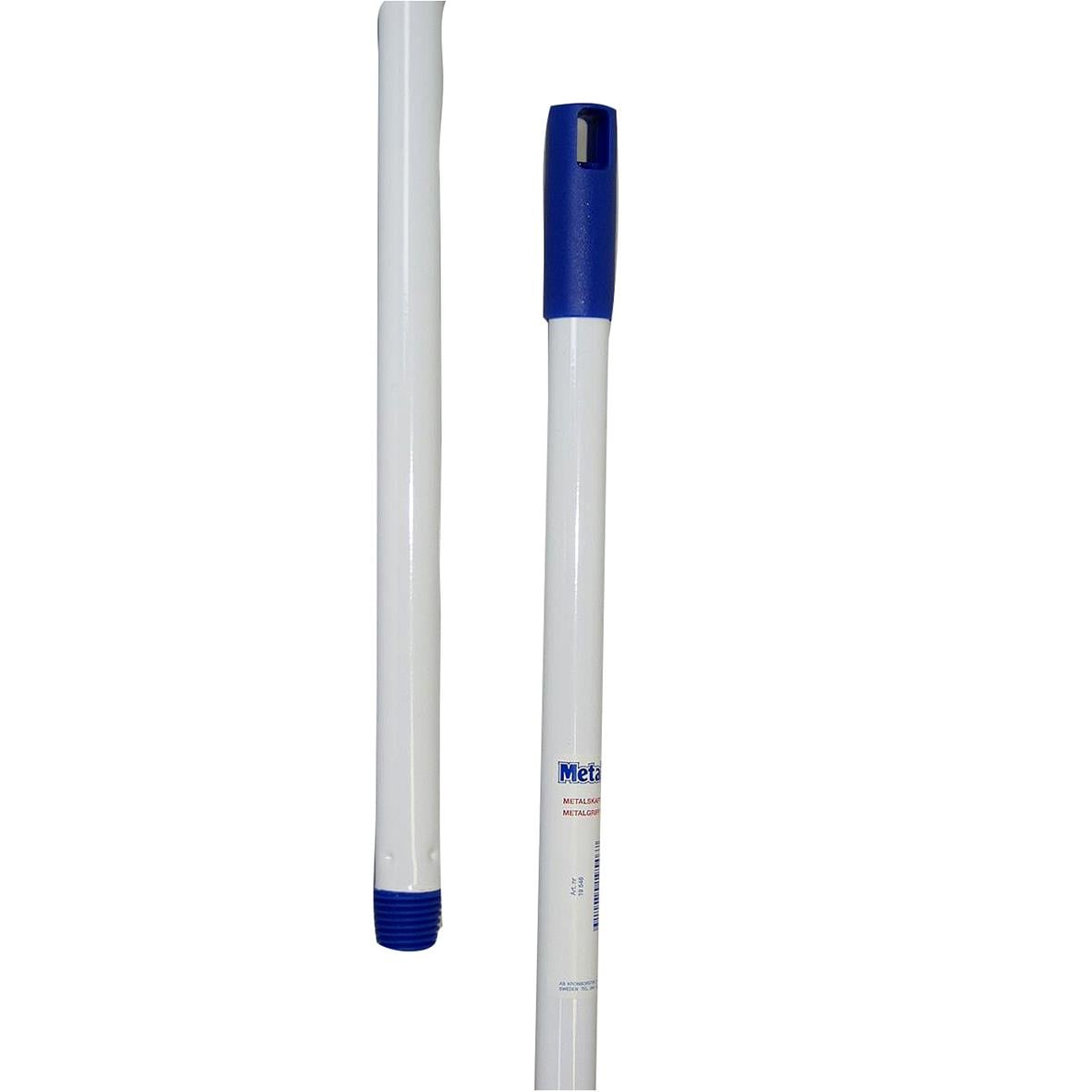Skaft Nordex aluminium gängat 140cm med blå handtag och skruvände spets