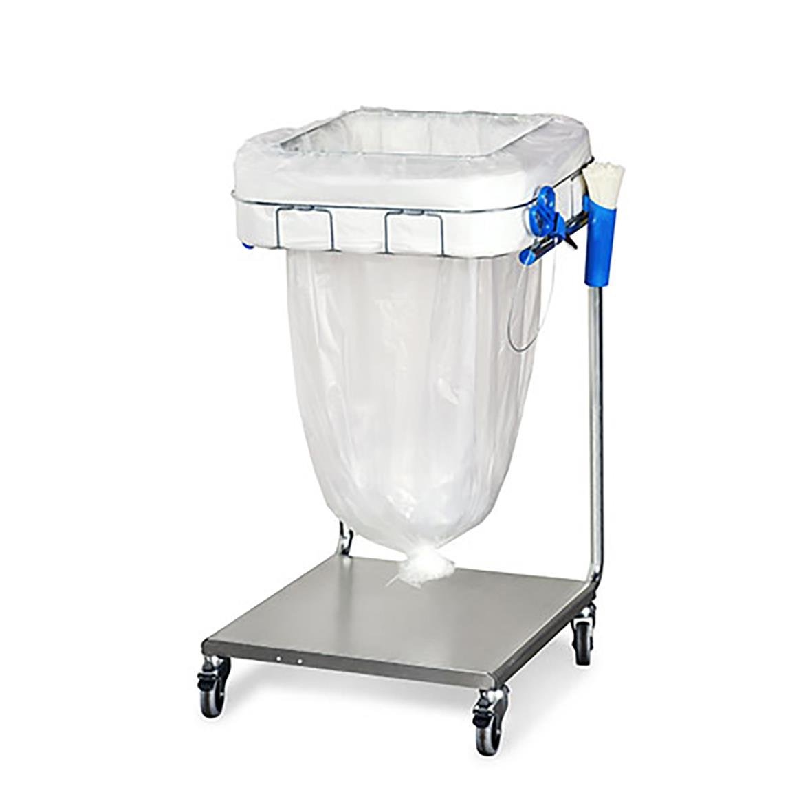 Galvaniserad sopsäcksställ Longopac Dynamic Maxi med påhängsborste och hjul