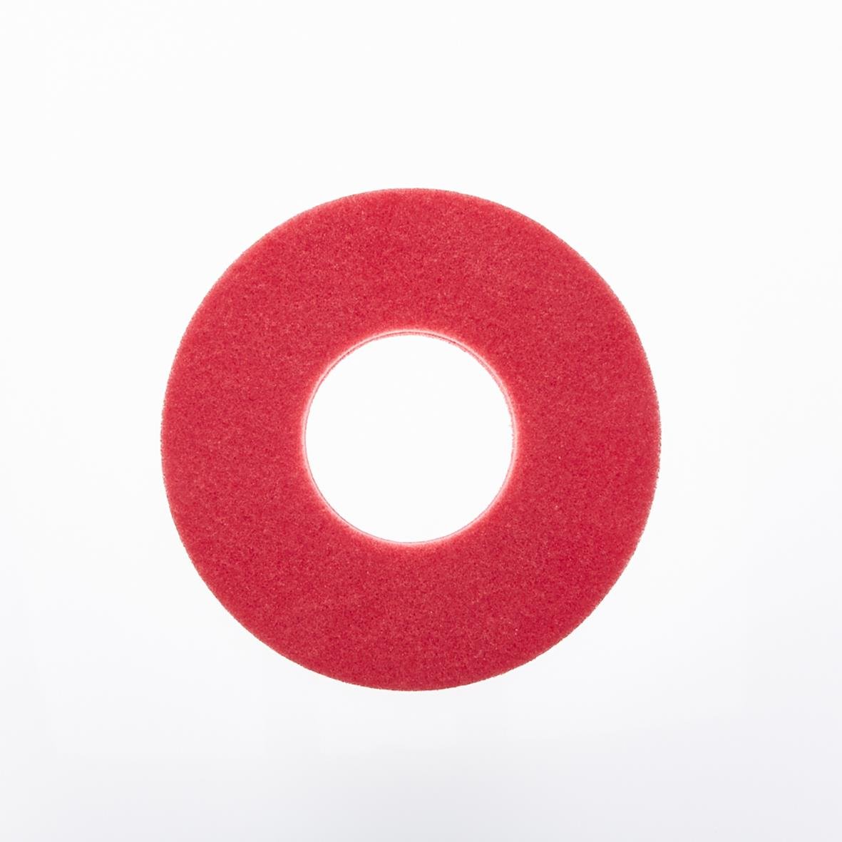 Röd skurrondell med stort hål, 21 tum/530 mm, standard storlek
