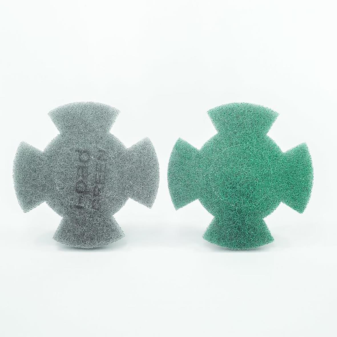 Två gröna skurborstar till i-Mop XL Twister, en ny och en använd