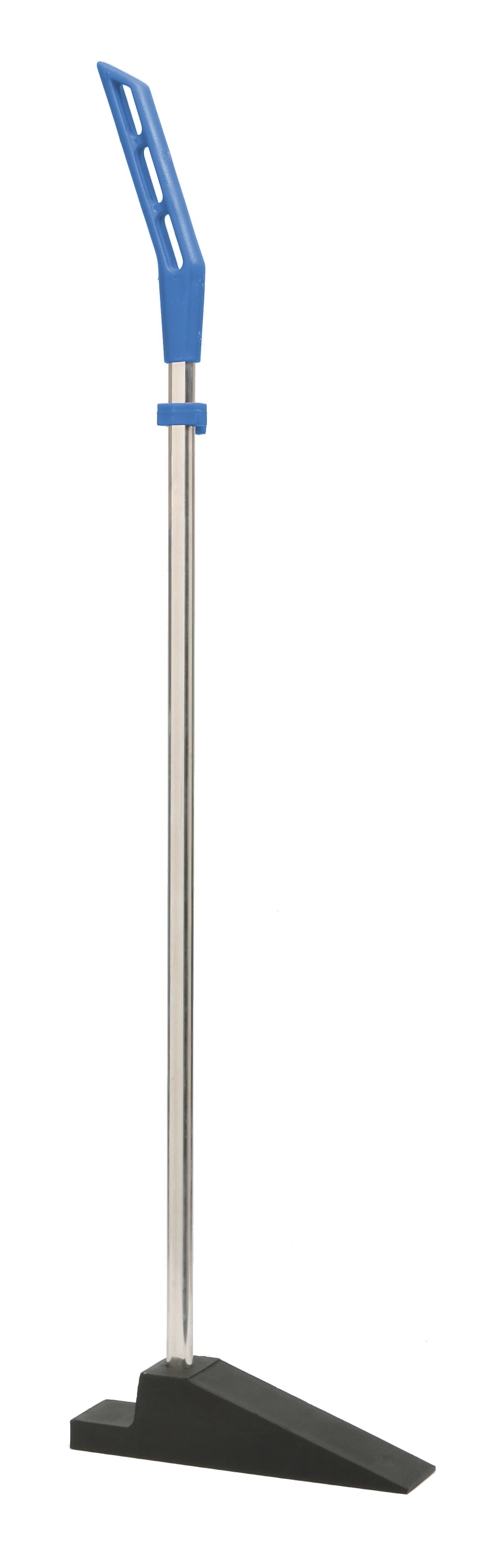 Dörrstopp med skaft, 80 cm hög, blå plasthandtag och svart bas