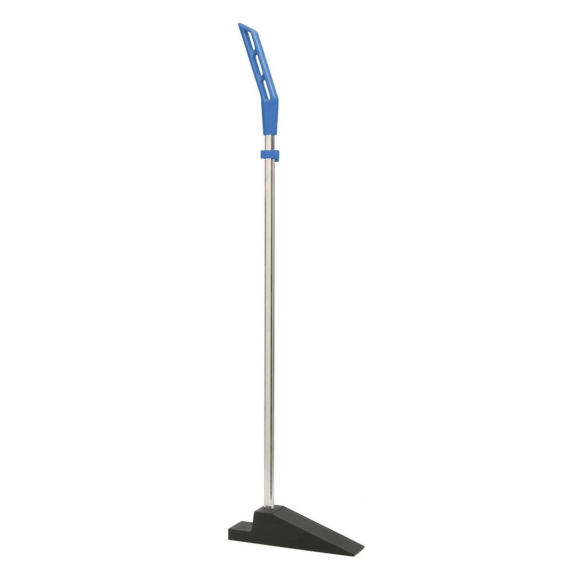 Dörrstopp med skaft, 80 cm hög, blå plasthandtag och svart bas