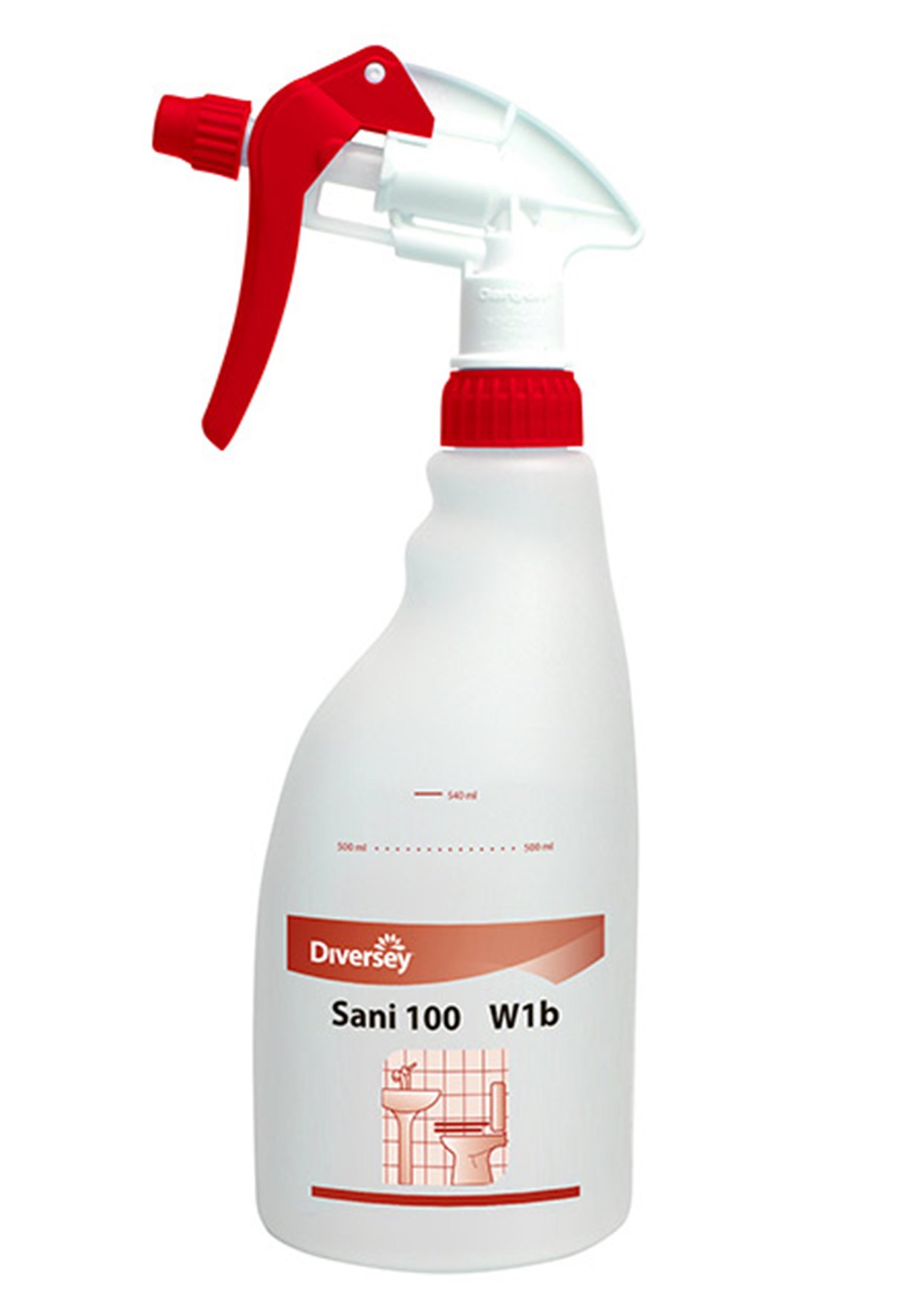 Sprayflaska Sani 100 0,5l med vit behållare och röd spraypistol