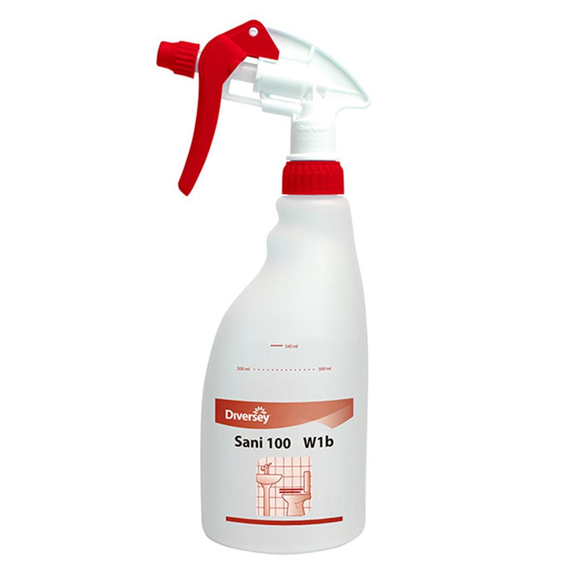 Sprayflaska Sani 100 0,5l med vit behållare och röd spraypistol