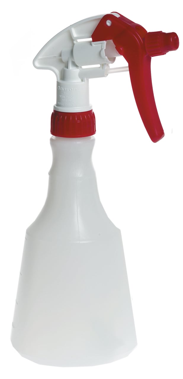 Sprayflaska Canyon 4-fingersgrepp 500ml med vit kropp och röd sprutdel