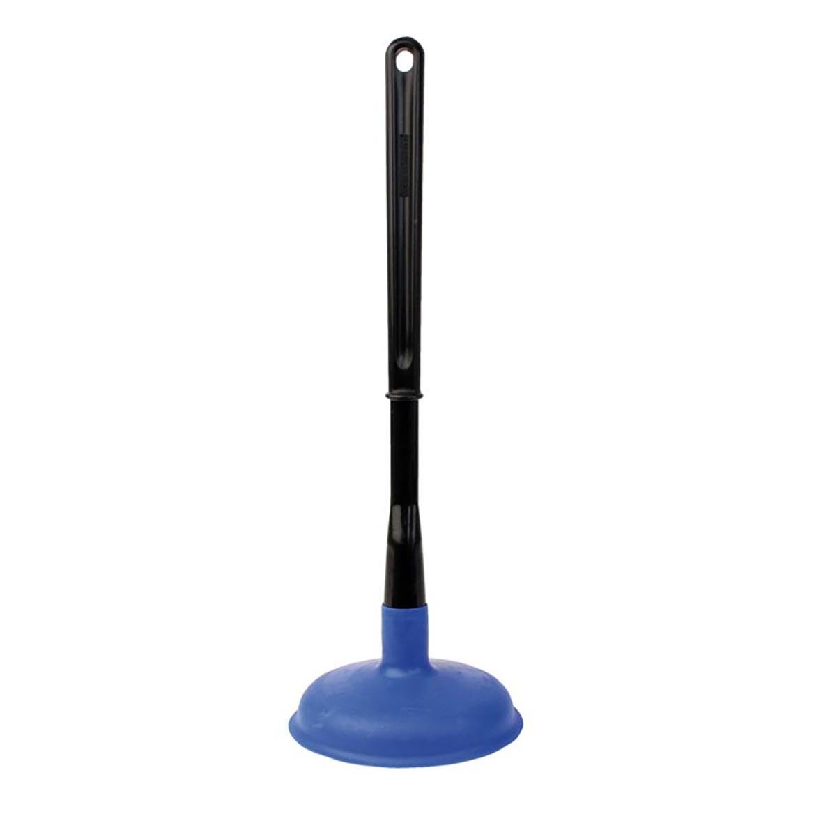 Vaskrensare med skaft, 135mm diameter, svart skaft och blå gummikopp