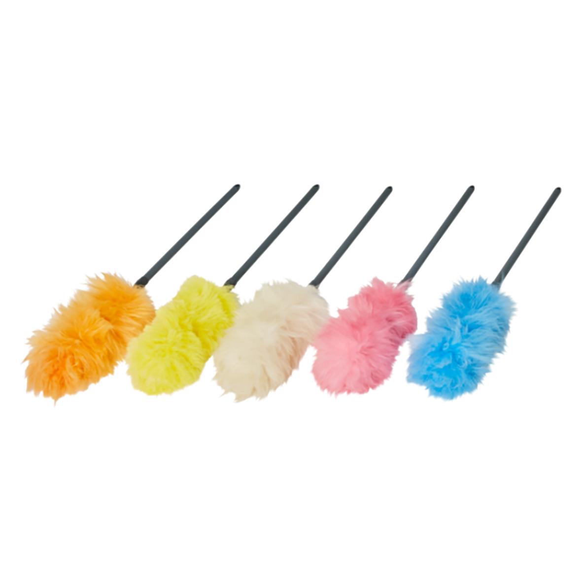 Dammvippa Vikan teleskopskaft 71-109cm med färgglada mikrofiberdukar i orange, gul, vit, rosa och blå