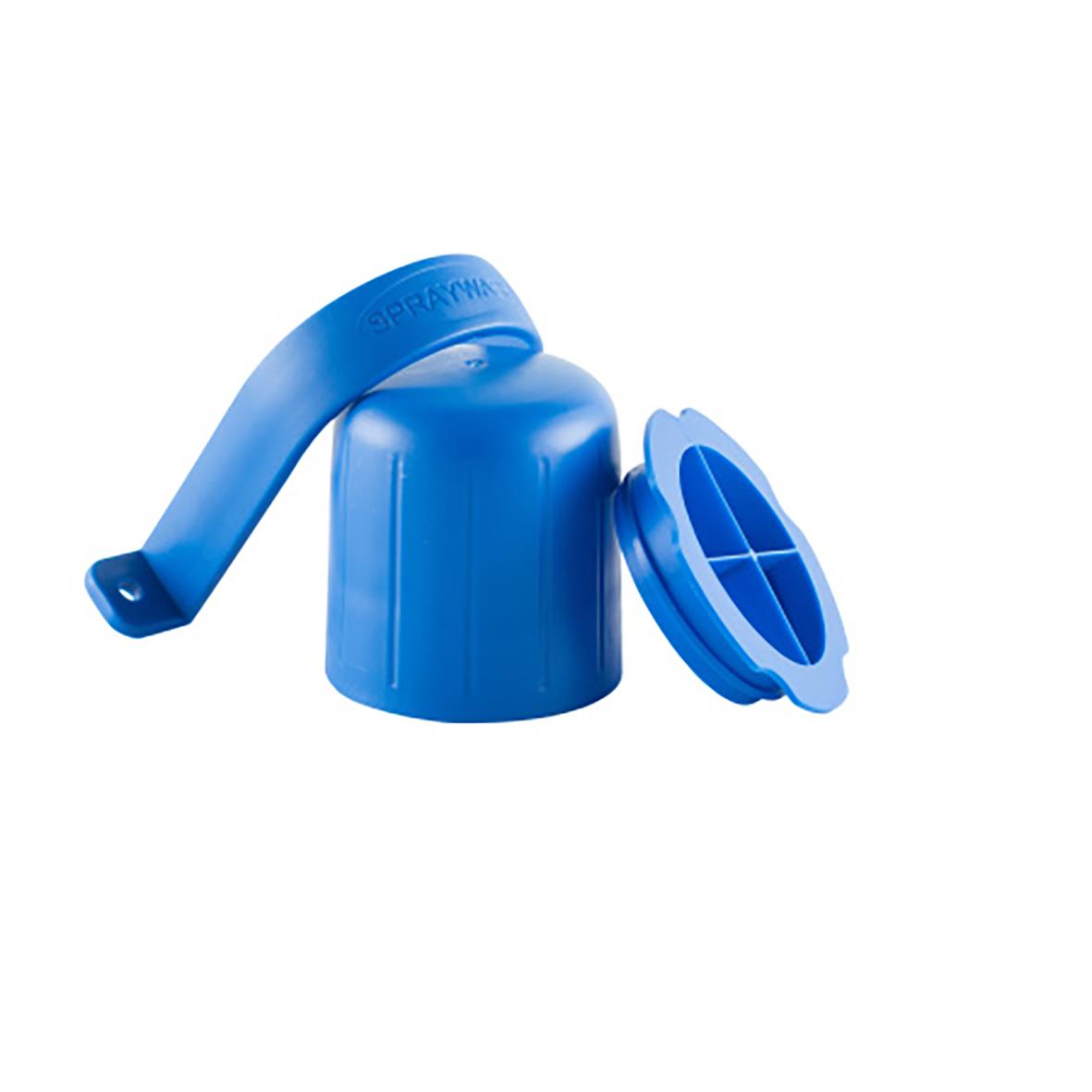 Blå spraywashbehållare med avtagbar öppning