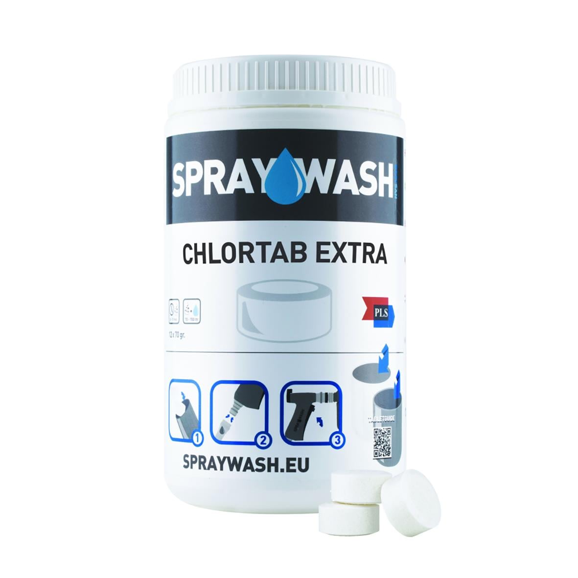 Vit klortablett för rengöring och desinfektion, spraywash Chlortab Extra
